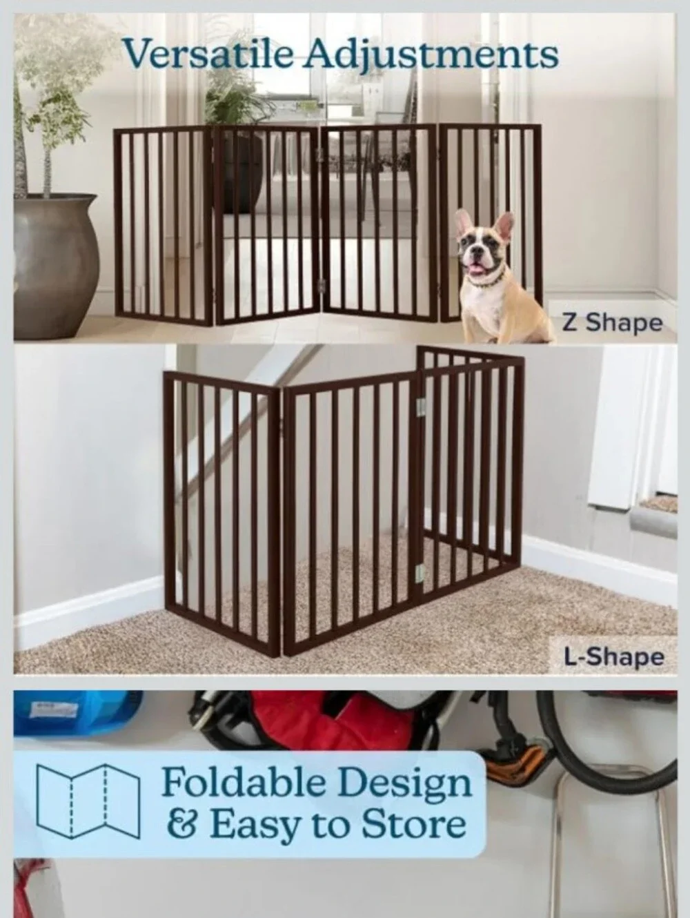 Wooden Multipurpose Dog Gate - Dark Brown Still In Box Never Opened